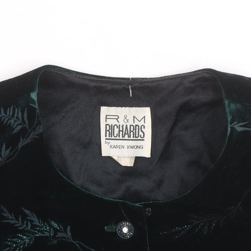 R&M Richards Women’s Green Velvet Floral Overcoat Size 10