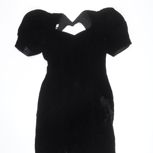 Petites by Par Au Mode Women’s Black Velvet Petite Bodycon Dress Size 8