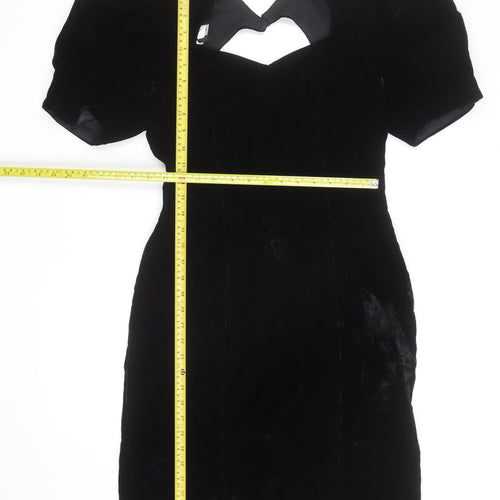 Petites by Par Au Mode Women’s Black Velvet Petite Bodycon Dress Size 8