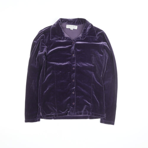 Carolyn Taylor Womens Purple Velvet Button Cardigan Size S