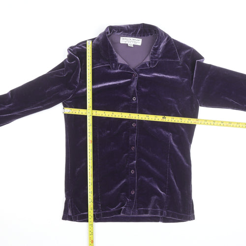 Carolyn Taylor Womens Purple Velvet Button Cardigan Size S