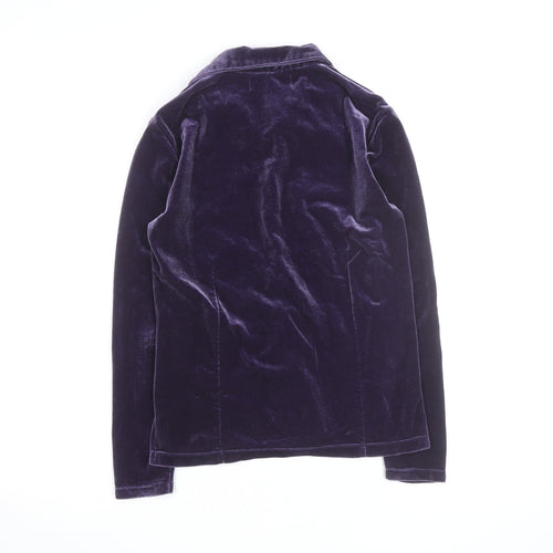 Carolyn Taylor Womens Purple Velvet Button Cardigan Size S