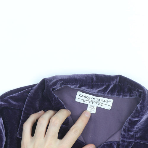 Carolyn Taylor Womens Purple Velvet Button Cardigan Size S