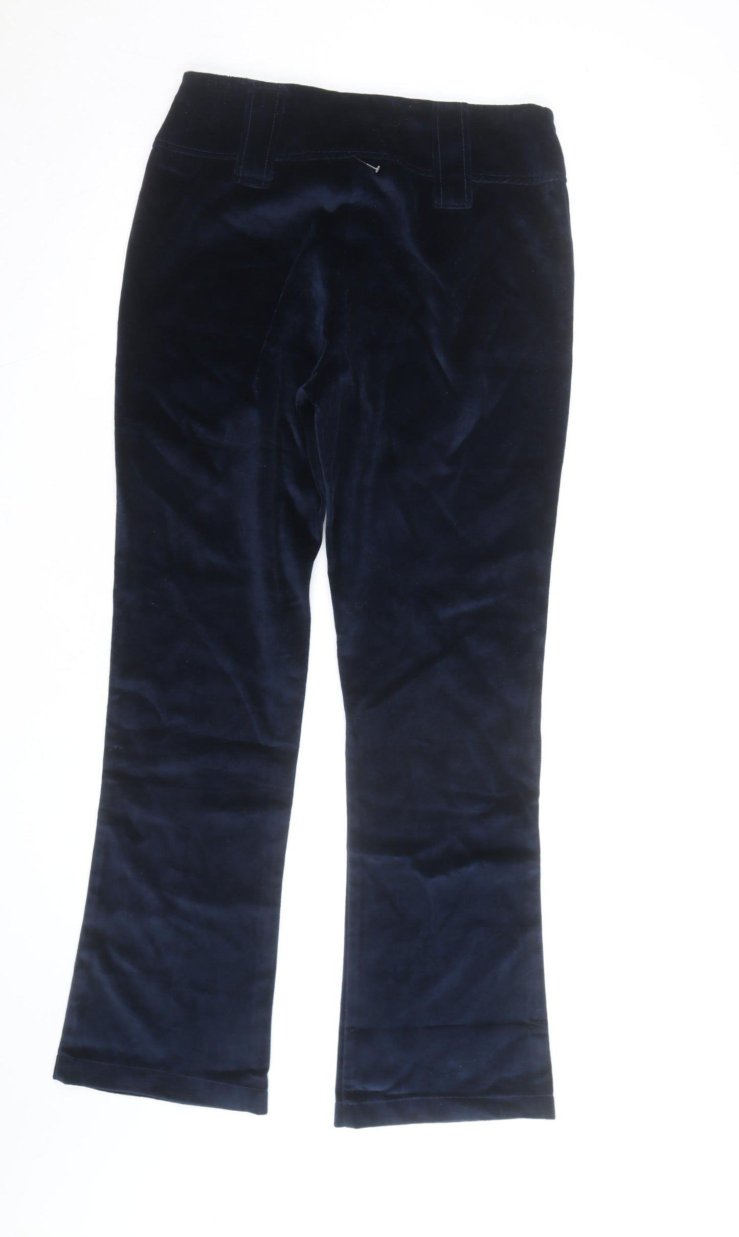 Groggy Women Navy Velvet Flared Trousers Size M High Rise