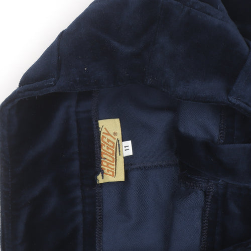 Groggy Women Navy Velvet Flared Trousers Size M High Rise