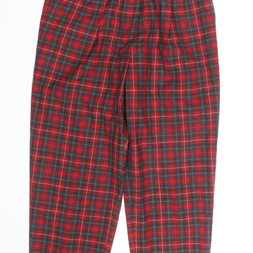 Talbots Women Red Plaid Wool Tapered Trousers Size 14 Petite