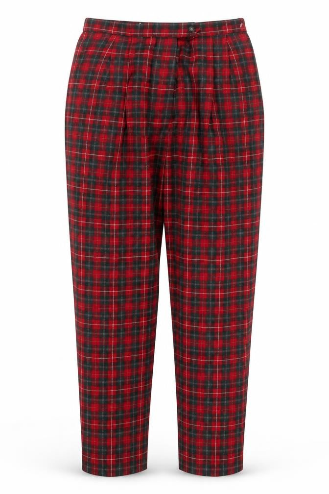Talbots Women Red Plaid Wool Tapered Trousers Size 14 Petite