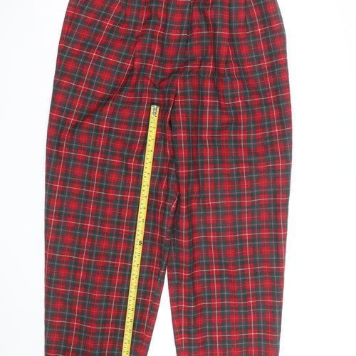 Talbots Women Red Plaid Wool Tapered Trousers Size 14 Petite