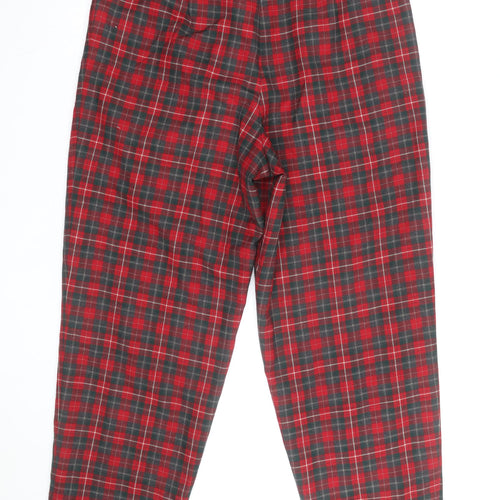 Talbots Women Red Plaid Wool Tapered Trousers Size 14 Petite