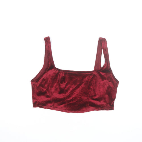 Beyond Retro Women's Red Velvet Cropped Tank Top M