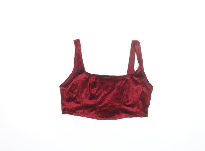 Beyond Retro Women's Red Velvet Cropped Tank Top M