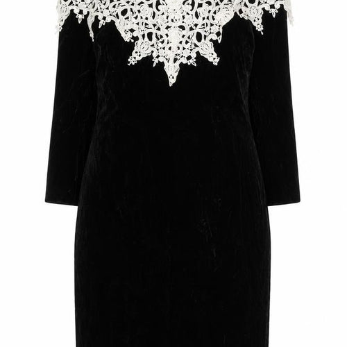 Town & Country Women’s Black Velvet Lace Off Shoulder Petite Dress Size 8