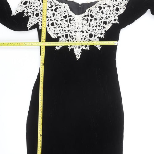 Town & Country Women’s Black Velvet Lace Off Shoulder Petite Dress Size 8