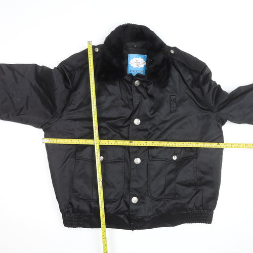 Falcon Men's Black L Faux Fur Collar Bomber Jacket Size L