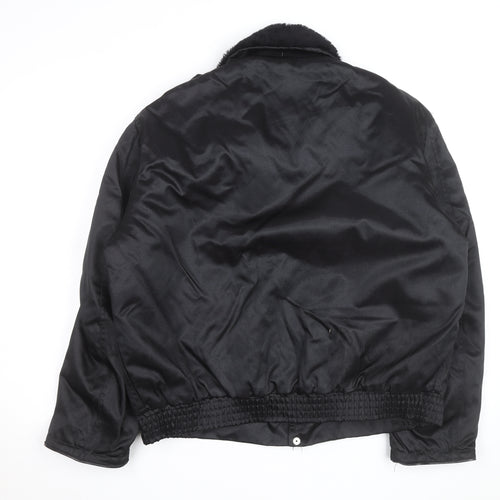 Falcon Men's Black L Faux Fur Collar Bomber Jacket Size L