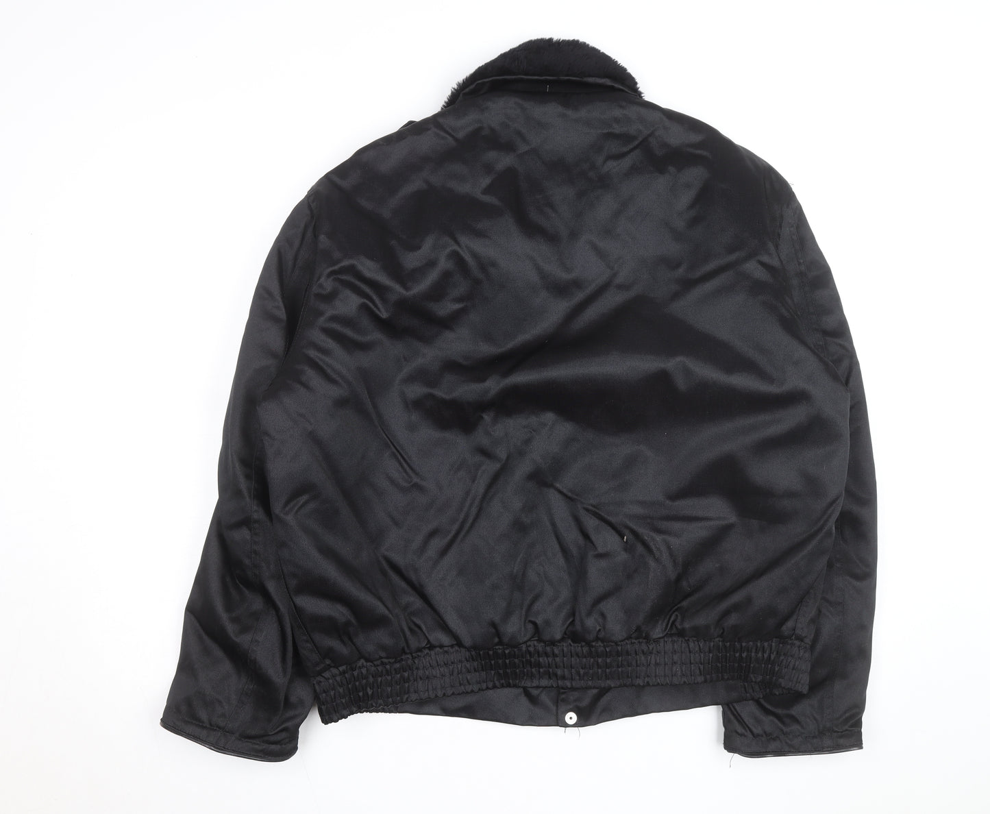 Falcon Men's Black L Faux Fur Collar Bomber Jacket Size L