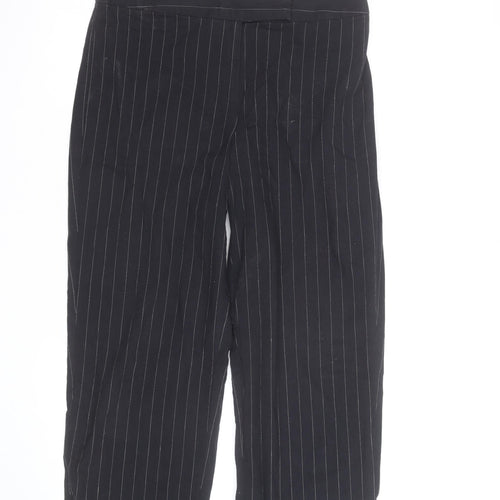 First Option Women's Black Pinstripe Cropped Trousers Size 8