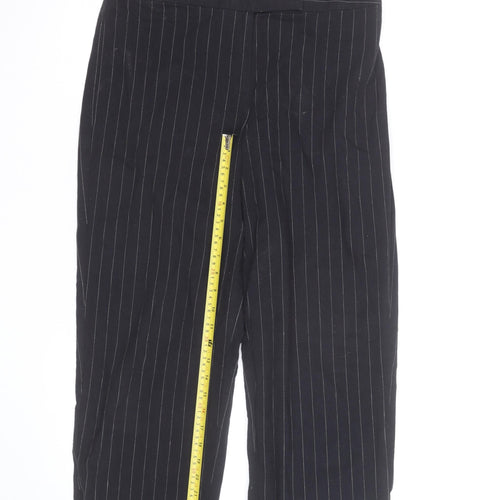 First Option Women's Black Pinstripe Cropped Trousers Size 8
