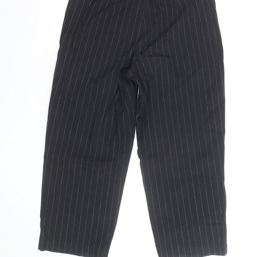 First Option Women's Black Pinstripe Cropped Trousers Size 8
