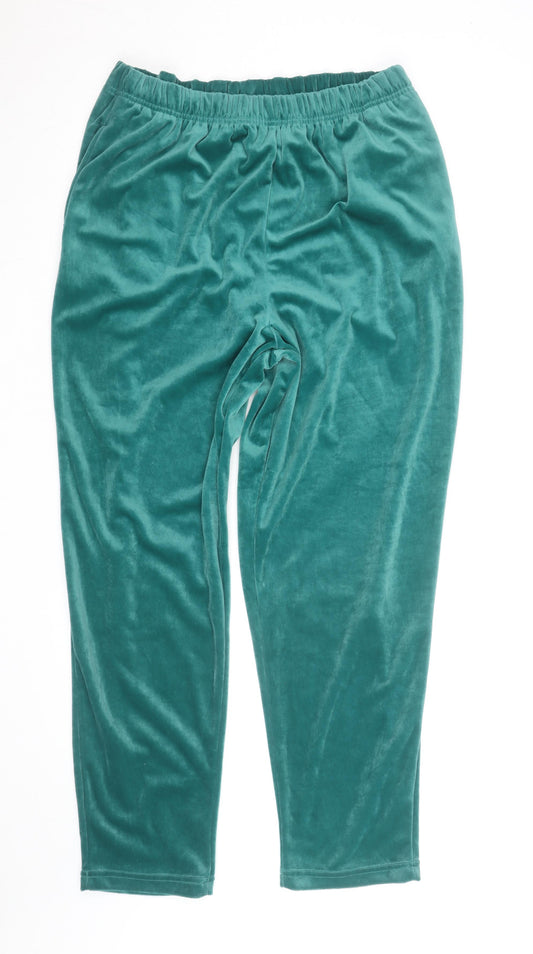 Jaclyn Smith Sport Unisex Green Velour Sweatpants M Relaxed Fit