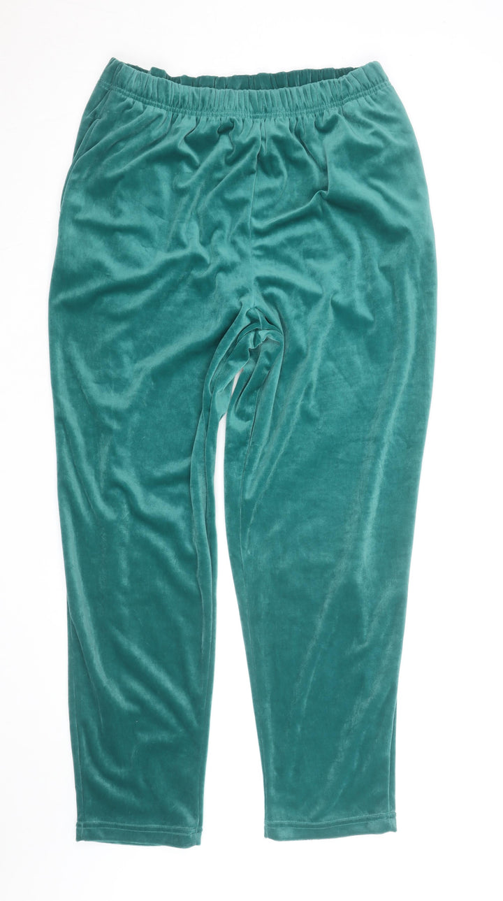 Jaclyn Smith Sport Unisex Green Velour Sweatpants M Relaxed Fit