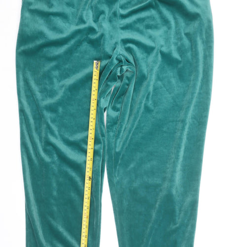 Jaclyn Smith Sport Unisex Green Velour Sweatpants M Relaxed Fit