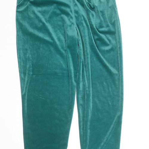 Jaclyn Smith Sport Unisex Green Velour Sweatpants M Relaxed Fit