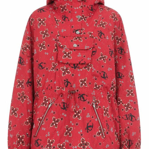 L.L. Bean Women's Red Floral Anorak Jacket Hooded Medium
