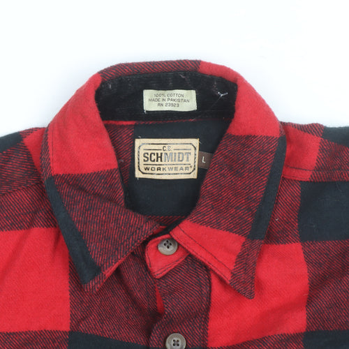 C.E. Schmidt Workwear Men's Red Black Check Flannel Shirt Size L