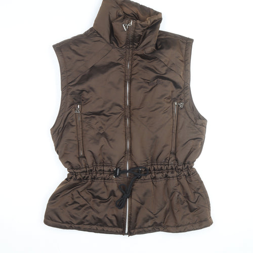 Ellesse Womens Brown Puffer Waistcoat Size 10 Sleeveless Zip Vest