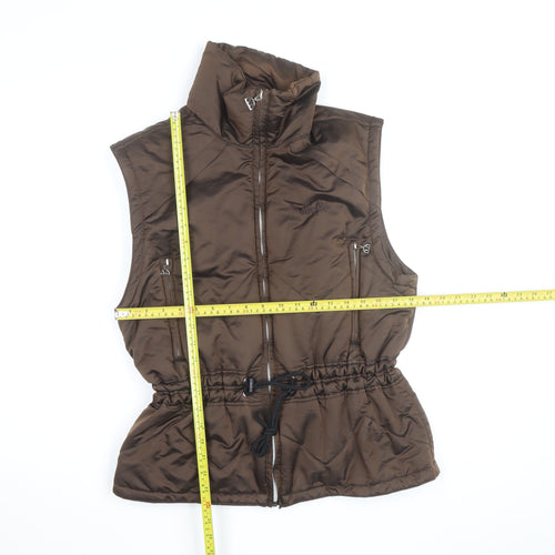 Ellesse Womens Brown Puffer Waistcoat Size 10 Sleeveless Zip Vest