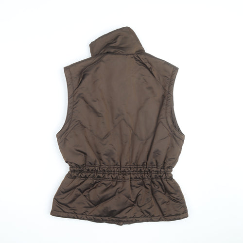 Ellesse Womens Brown Puffer Waistcoat Size 10 Sleeveless Zip Vest