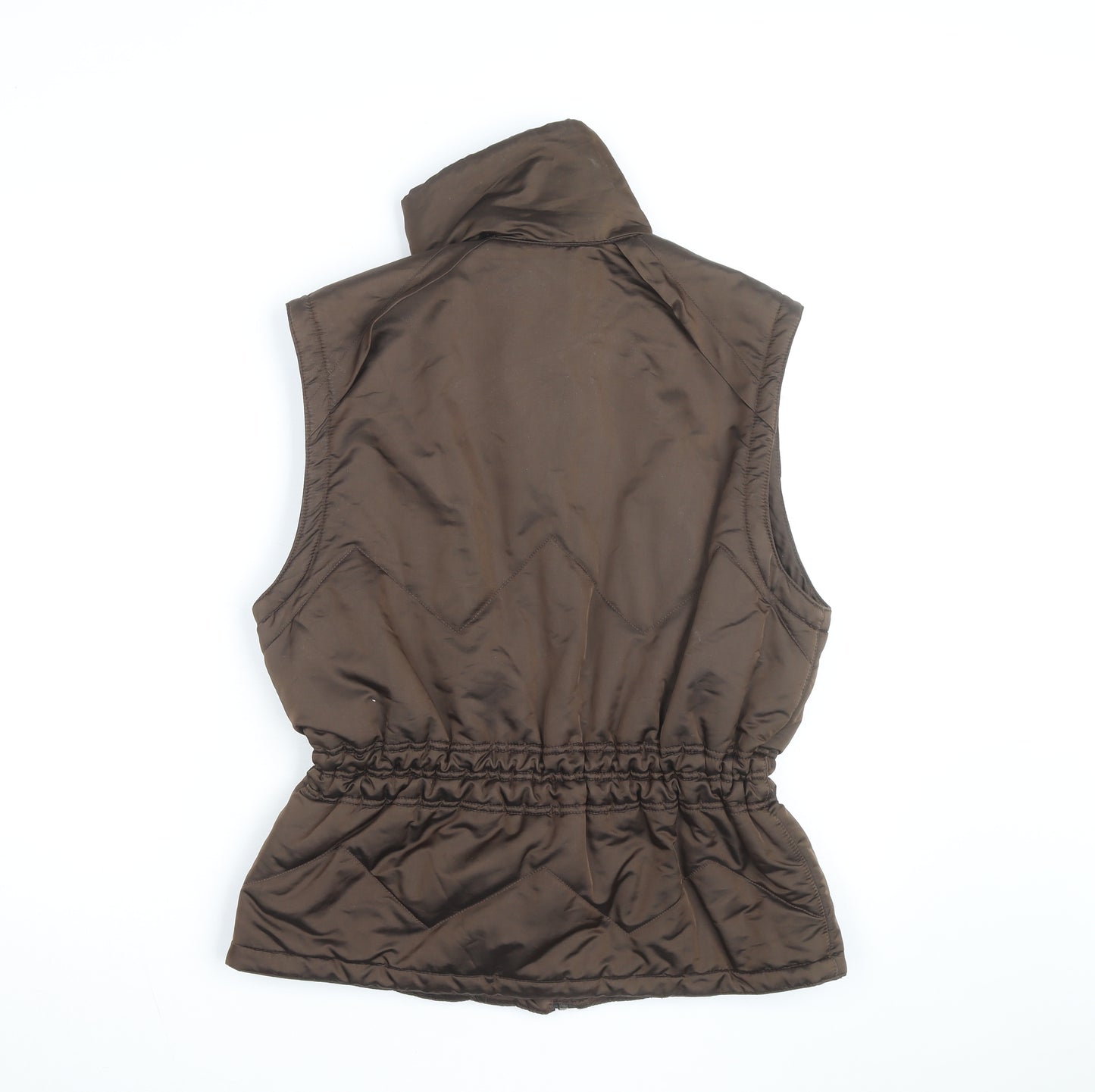 Ellesse Womens Brown Puffer Waistcoat Size 10 Sleeveless Zip Vest