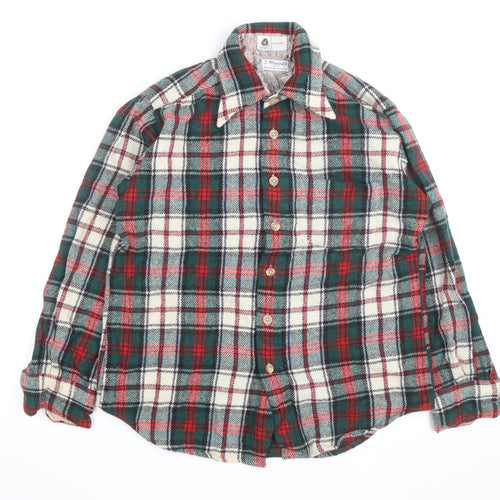 J. Massals Men's Multicoloured Wool Flannel Plaid Button-Up Shirt L