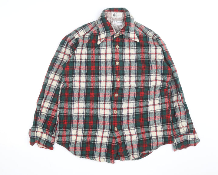 J. Massals Men's Multicoloured Wool Flannel Plaid Button-Up Shirt L