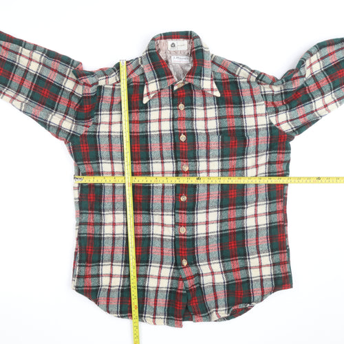 J. Massals Men's Multicoloured Wool Flannel Plaid Button-Up Shirt L