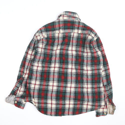 J. Massals Men's Multicoloured Wool Flannel Plaid Button-Up Shirt L