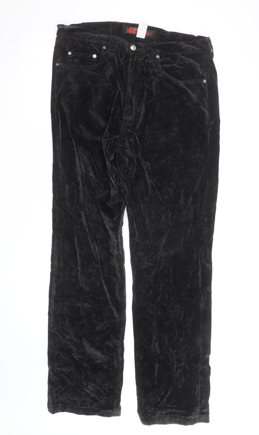 Epidemic Men's Black Velvet Straight-Leg Trousers Size 34