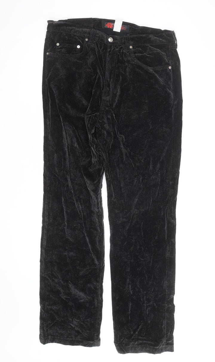 Epidemic Men's Black Velvet Straight-Leg Trousers Size 34