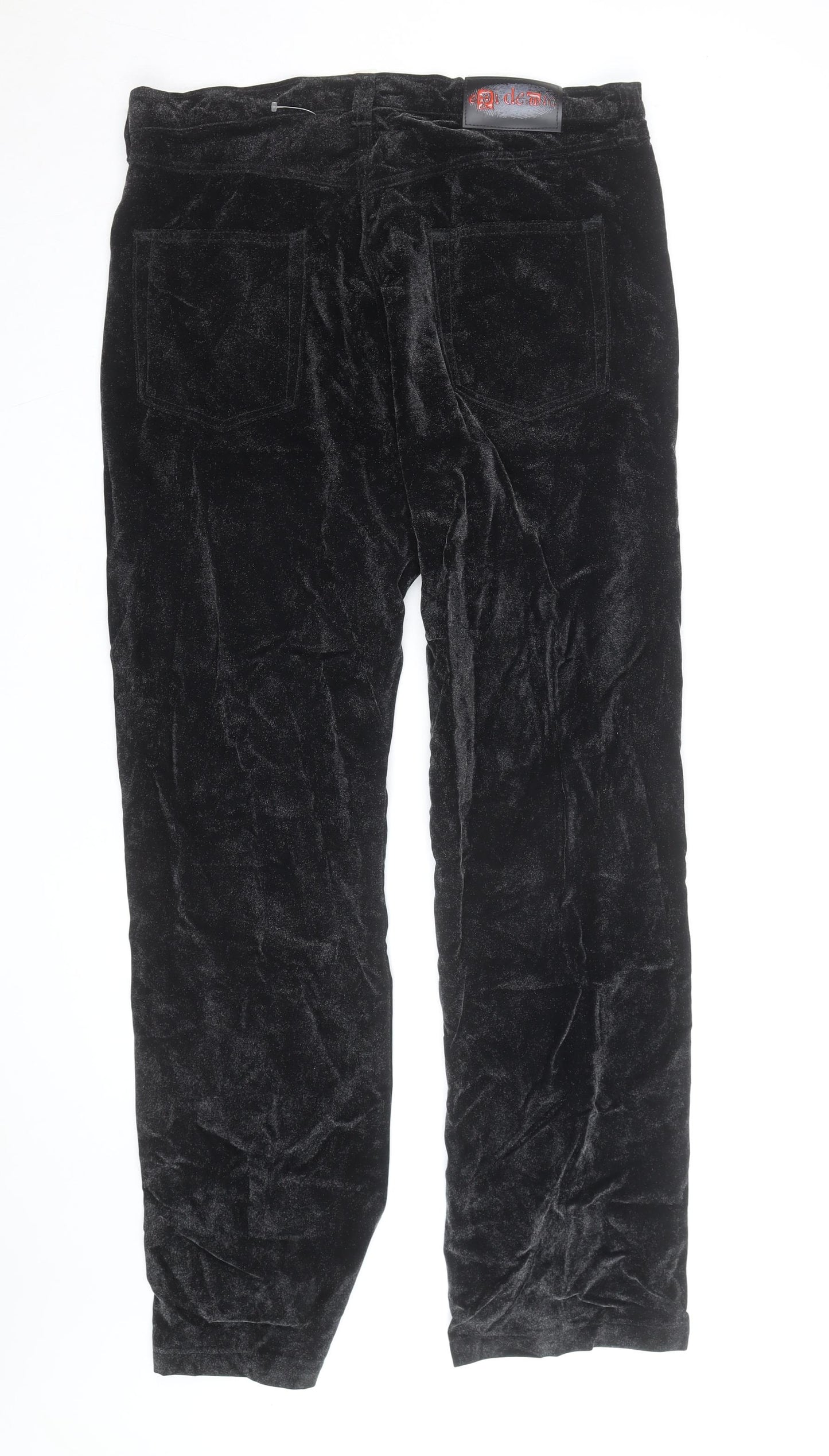 Epidemic Men's Black Velvet Straight-Leg Trousers Size 34