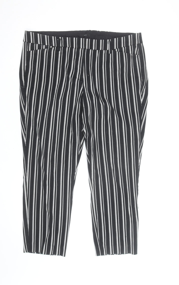Worthington Women’s Black Striped Ankle Slim Trousers Size 14