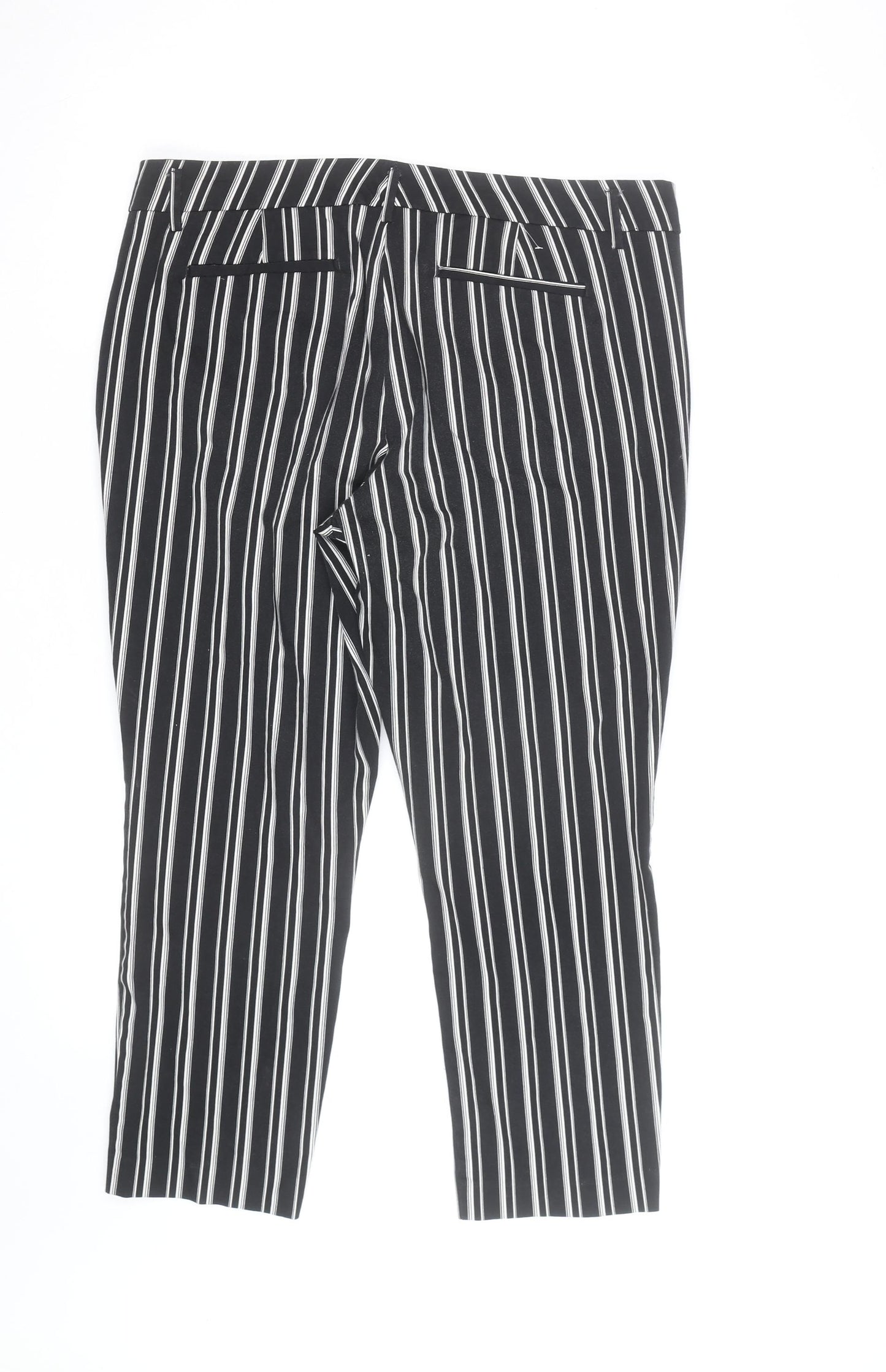 Worthington Women’s Black Striped Ankle Slim Trousers Size 14
