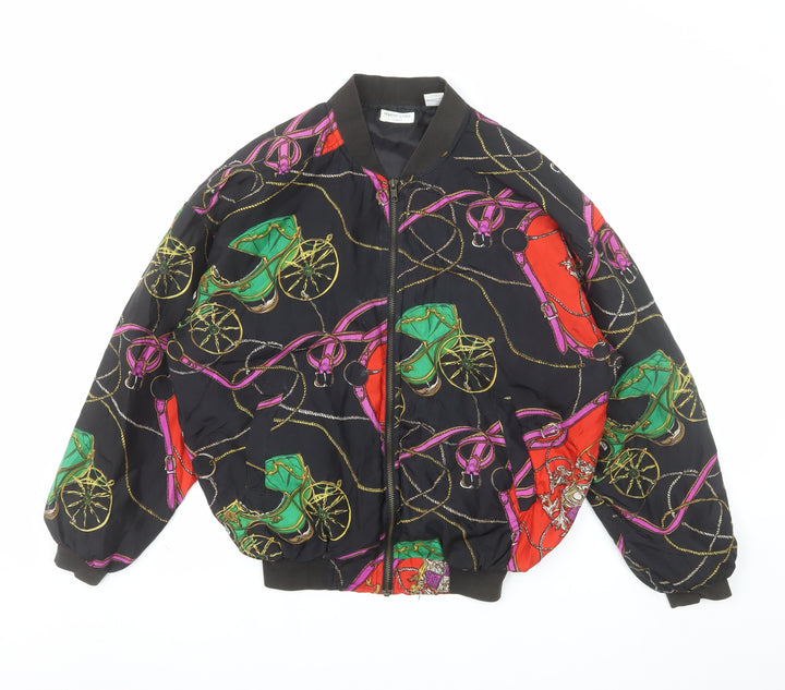 Robert Stock Men's Multicoloured Silk Bomber Jacket S Retro Vintage