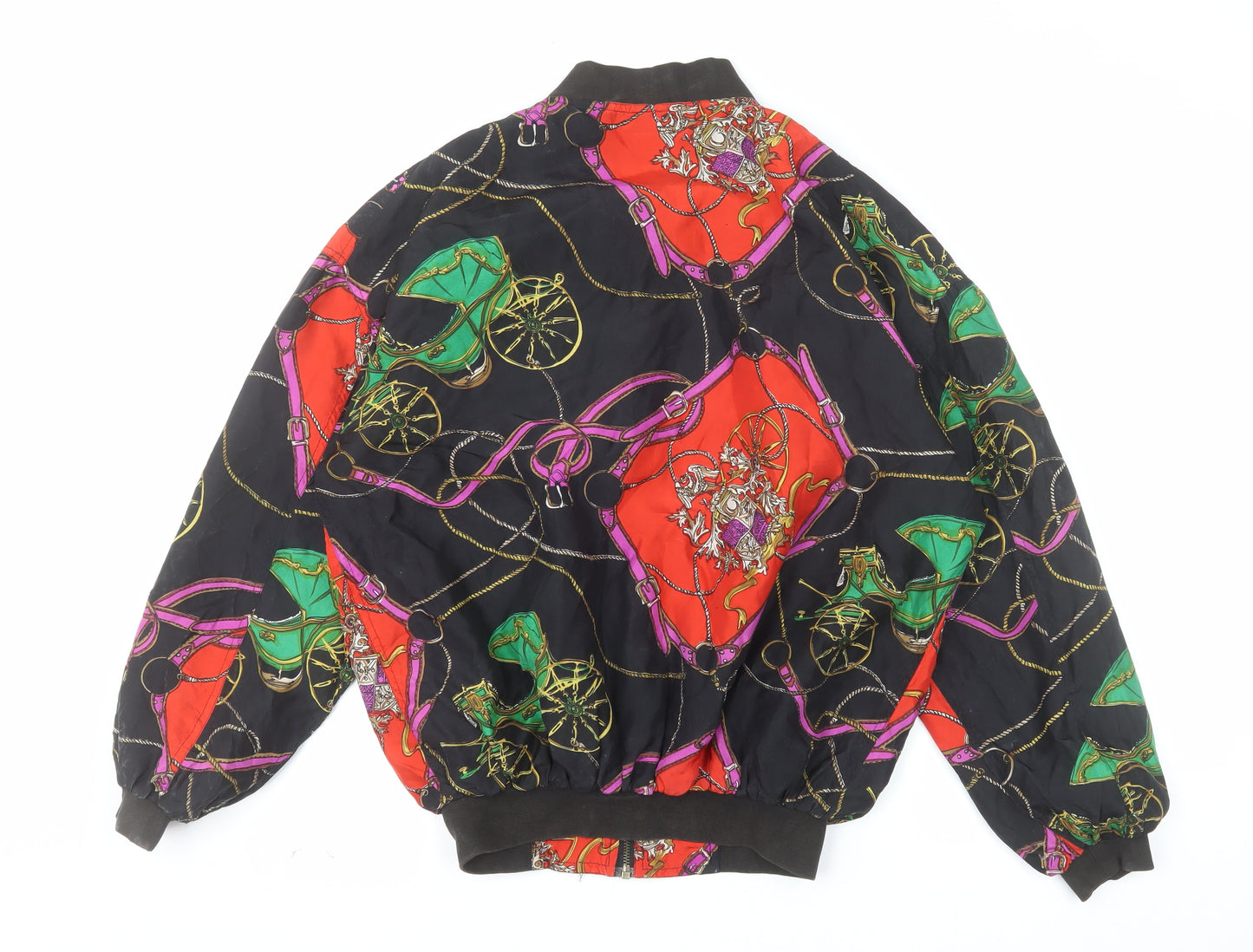 Robert Stock Men's Multicoloured Silk Bomber Jacket S Retro Vintage