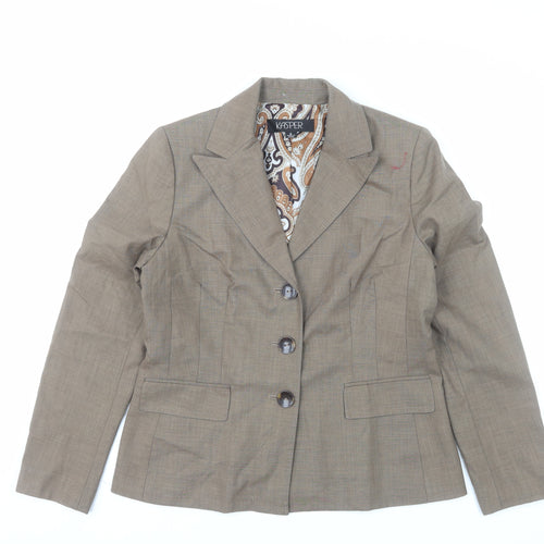 Kasper Women's Beige Single-Breasted Blazer Size 10 Classic Fit
