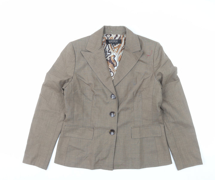 Kasper Women's Beige Single-Breasted Blazer Size 10 Classic Fit