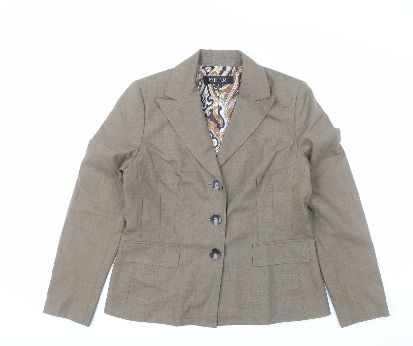 Kasper Women's Beige Single-Breasted Blazer Size 10 Classic Fit