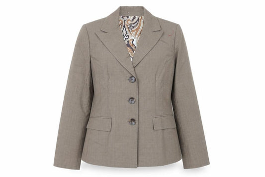 Front view of Kasper Women's Beige Single-Breasted Blazer, size 10, Classic Fit