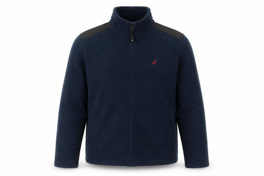 Front view of Nautica Men's Blue XS Fleece Full Zip Jacket with Logo