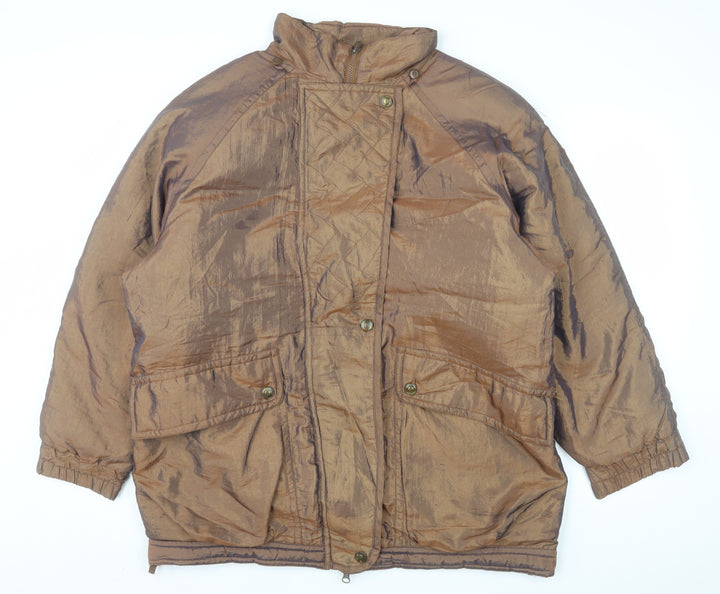 London Fog Mens Brown M Mid-Length Quilted Winter Puffer Jacket